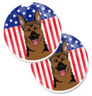 American Flag and German Shepherd Car Coasters – Set of 2 - Absorbent Stone with Fun & Functional Artwork BB2141CARC