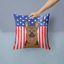 American Flag and German Shepherd Throw Pillow - 14x14 Decorative Pillow – Art for Your Home & Patio BB2141PW1414