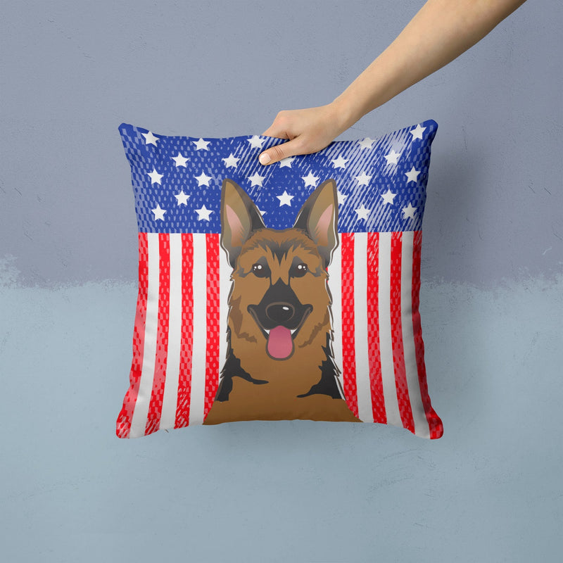 American Flag and German Shepherd Throw Pillow - 14x14 Decorative Pillow – Art for Your Home & Patio BB2141PW1414