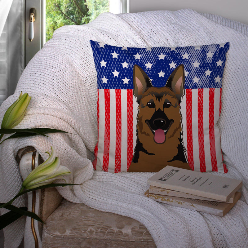 American Flag and German Shepherd Throw Pillow - 14x14 Decorative Pillow – Art for Your Home & Patio BB2141PW1414