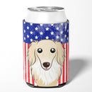 American Flag and Longhair Creme Dachshund Can or Bottle Hugger BB2142CC