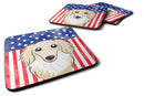 American Flag and Longhair Creme Dachshund Foam Coaster