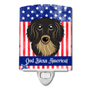 American Flag and Longhair Black and Tan Dachshund Ceramic Night Light BB2143CNL