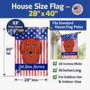 American Flag and Longhair Red Dachshund House Flag 28x40 Porch Sleeve Pole Decorative Outside Yard Banner Artwork Wall Hanging, Polyester