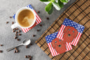 American Flag and Longhair Red Dachshund Foam Coaster BB2144FC