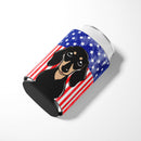 American Flag and Smooth Black and Tan Dachshund Can or Bottle Hugger BB2145CC