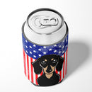 American Flag and Smooth Black and Tan Dachshund Can or Bottle Hugger BB2145CC