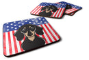 American Flag and Smooth Black and Tan Dachshund Foam Coaster