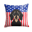 American Flag and Smooth Black and Tan Dachshund Throw Pillow - 14x14 Decorative Pillow – Art for Your Home & Patio BB2145PW1414