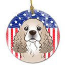 American Flag and Cocker Spaniel Ceramic Ornament BB2146CO1
