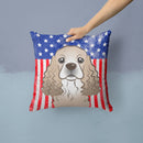 American Flag and Cocker Spaniel Throw Pillow - 14x14 Decorative Pillow – Art for Your Home & Patio BB2146PW1414