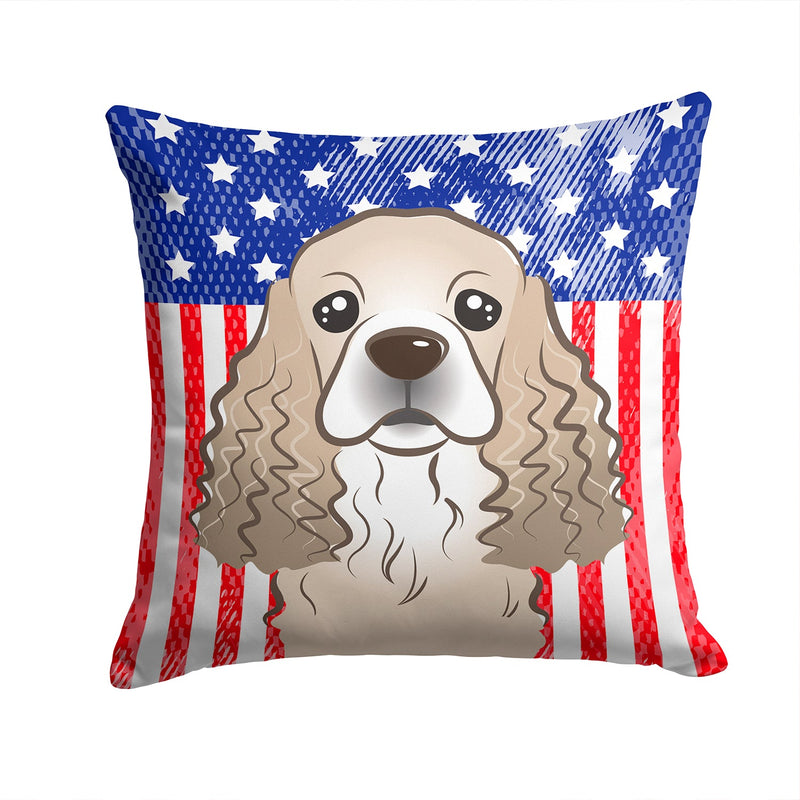 American Flag and Cocker Spaniel Throw Pillow - 14x14 Decorative Pillow – Art for Your Home & Patio BB2146PW1414