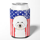 American Flag and Bichon Frise Can or Bottle Hugger BB2147CC