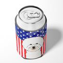 American Flag and Bichon Frise Can or Bottle Hugger BB2147CC