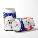 American Flag and Bichon Frise Can or Bottle Hugger BB2147CC