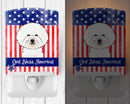 American Flag and Bichon Frise Ceramic Night Light BB2147CNL