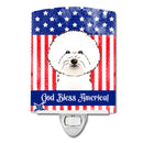 American Flag and Bichon Frise Ceramic Night Light BB2147CNL