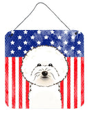 American Flag and Bichon Frise Wall or Door Hanging Prints BB2147DS66