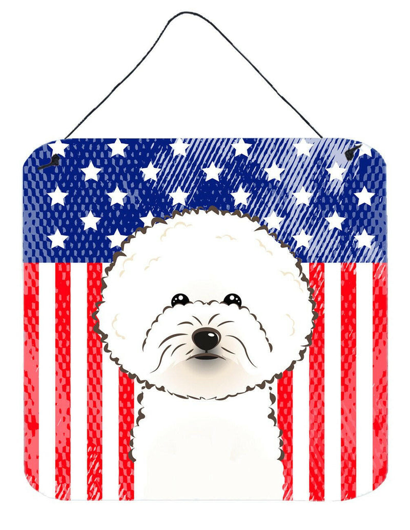 American Flag and Bichon Frise Wall or Door Hanging Prints BB2147DS66
