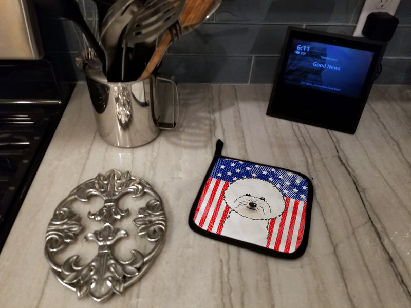 American Flag and Bichon Frise Pot Holders - Set of 2 - Heat-Resistant Kitchen Essentials BB2147PTHD