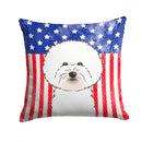 American Flag and Bichon Frise Throw Pillow - 14x14 Decorative Pillow – Art for Your Home & Patio BB2147PW1414