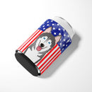 American Flag and Alaskan Malamute Can or Bottle Hugger BB2148CC