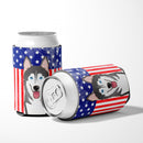 American Flag and Alaskan Malamute Can or Bottle Hugger BB2148CC