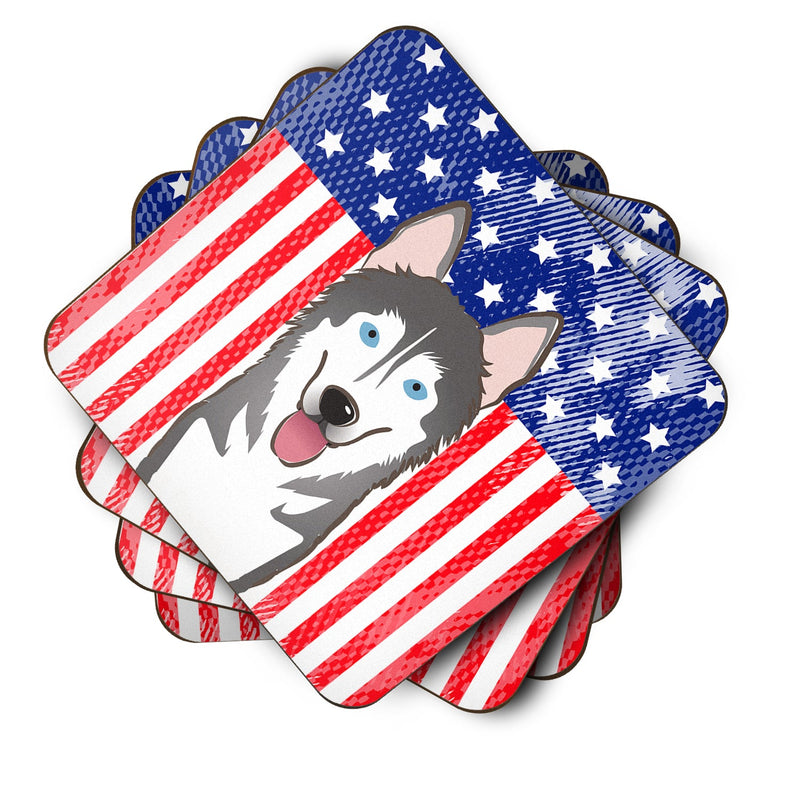 American Flag and Alaskan Malamute Foam Coaster