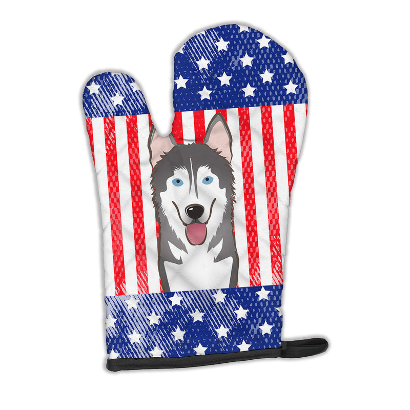American Flag and Alaskan Malamute Oven Mitt BB2148OVMT