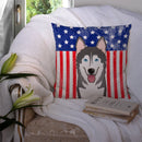 American Flag and Alaskan Malamute Throw Pillow - 14x14 Decorative Pillow – Art for Your Home & Patio BB2148PW1414