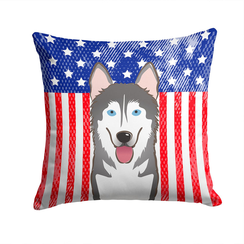 American Flag and Alaskan Malamute Throw Pillow - 14x14 Decorative Pillow – Art for Your Home & Patio BB2148PW1414