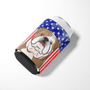 American Flag and English Bulldog  Can or Bottle Hugger BB2149CC