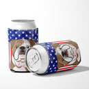 American Flag and English Bulldog  Can or Bottle Hugger BB2149CC