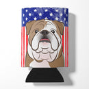 American Flag and English Bulldog  Can or Bottle Hugger BB2149CC