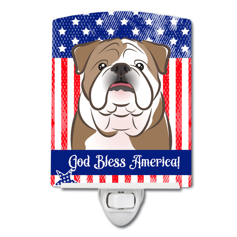 American Flag and English Bulldog  Ceramic Night Light BB2149CNL