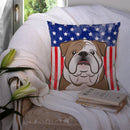 American Flag and English Bulldog  Throw Pillow - 14x14 Decorative Pillow – Art for Your Home & Patio BB2149PW1414