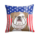 American Flag and English Bulldog  Throw Pillow - 14x14 Decorative Pillow – Art for Your Home & Patio BB2149PW1414