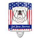 American Flag and White English Bulldog  Ceramic Night Light BB2150CNL