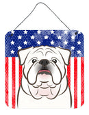 American Flag and White English Bulldog  Wall or Door Hanging Prints BB2150DS66