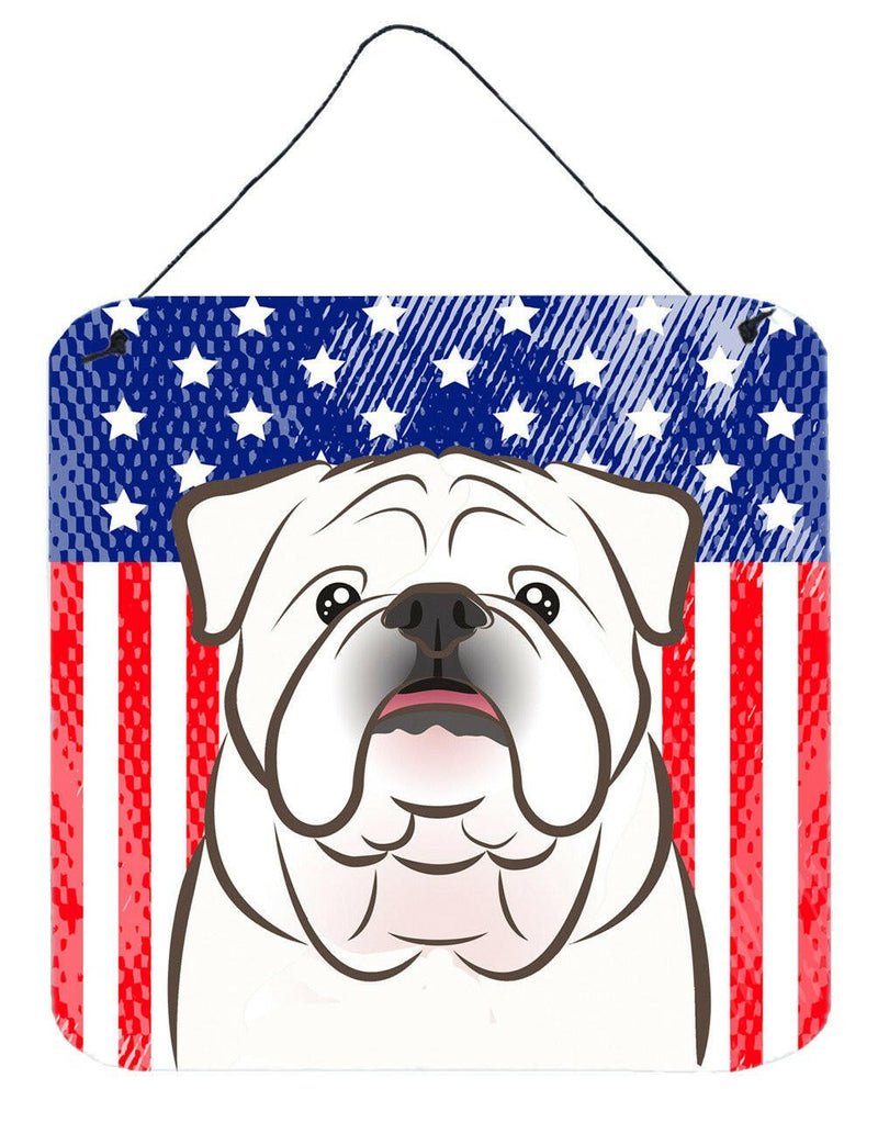 American Flag and White English Bulldog  Wall or Door Hanging Prints BB2150DS66