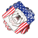 American Flag and White English Bulldog  Foam Coaster