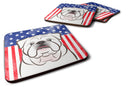 American Flag and White English Bulldog  Foam Coaster