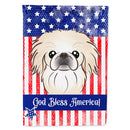 American Flag and Pekingese House Flag 28x40 Porch Sleeve Pole Decorative Outside Yard Banner Artwork Wall Hanging, Polyester