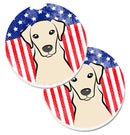 American Flag and Yellow Labrador Car Coasters – Set of 2 - Absorbent Stone with Fun & Functional Artwork BB2152CARC