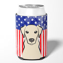American Flag and Yellow Labrador Can or Bottle Hugger BB2152CC