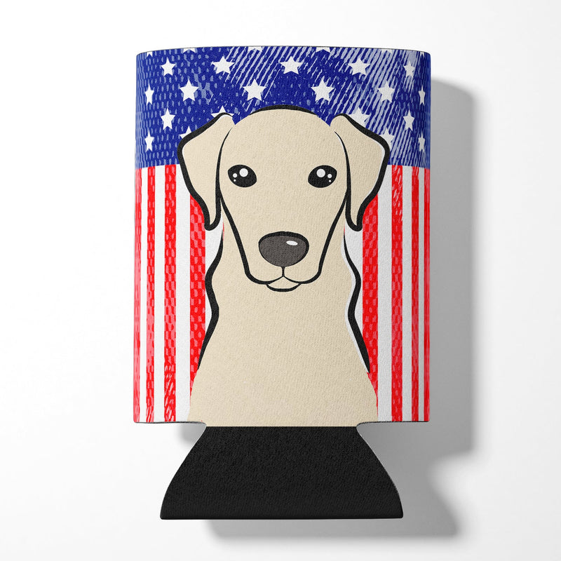 American Flag and Yellow Labrador Can or Bottle Hugger BB2152CC