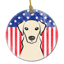 American Flag and Yellow Labrador Ceramic Ornament BB2152CO1