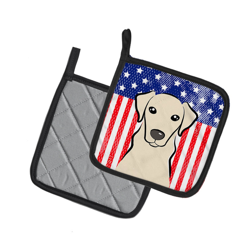 American Flag and Yellow Labrador Pot Holders - Set of 2 - Heat-Resistant Kitchen Essentials BB2152PTHD