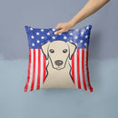 American Flag and Yellow Labrador Throw Pillow - 14x14 Decorative Pillow – Art for Your Home & Patio BB2152PW1414
