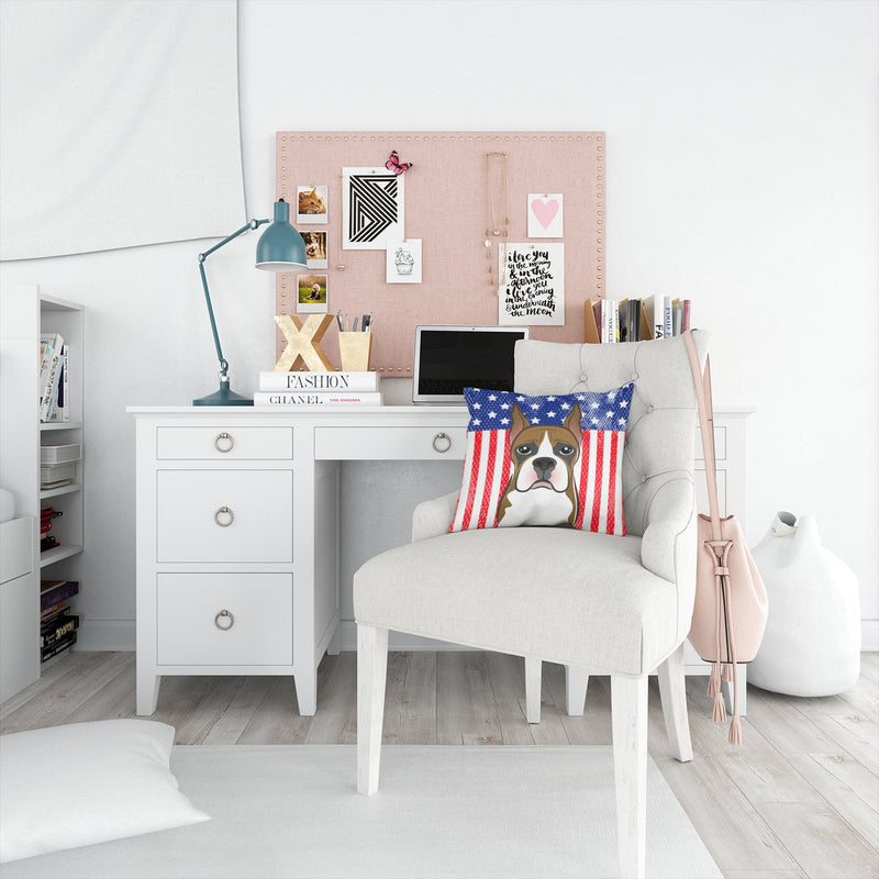 American Flag and Boxer Throw Pillow - 14x14 Decorative Pillow – Art for Your Home & Patio BB2153PW1414